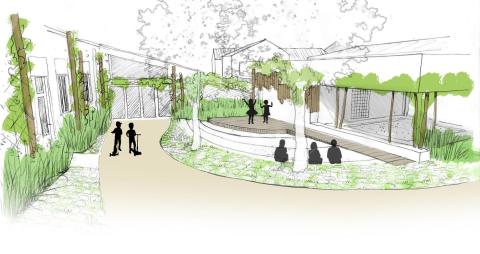 A stage for expressing oneself and performing - Louzy schoolyard (79)