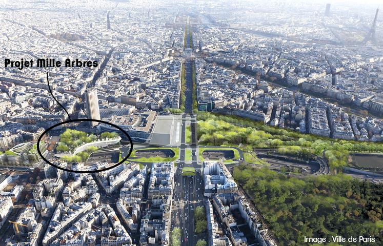 The project is part of a complete redevelopment of the Porte Maillot district, recreating a link with the fringes of the Bois de Boulogne