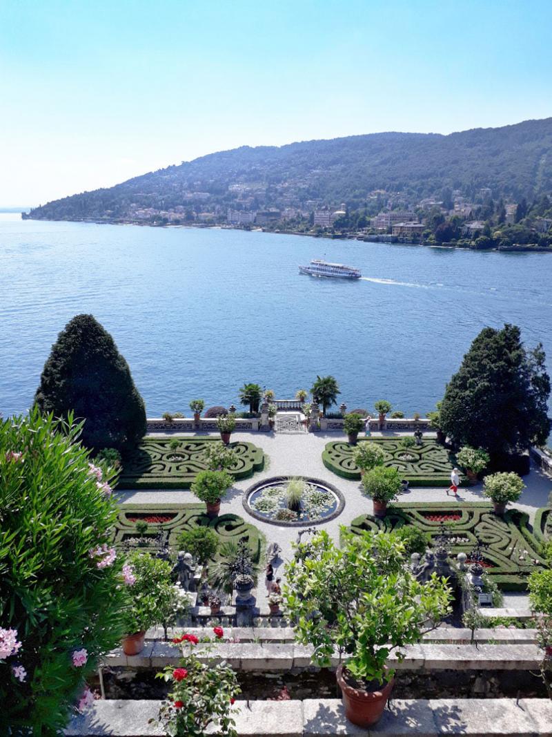 The gardens of the baroque palace of Isola Bella dating from the 17th century