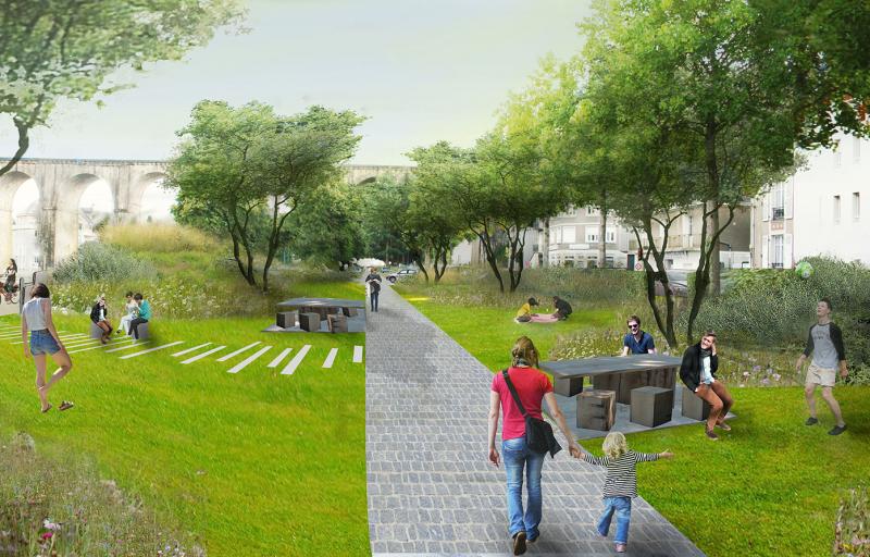 The promenade becomes a garden: a dreamlike but realistic vision to rethink the attractiveness of a city centre - Ville de Laval (53)