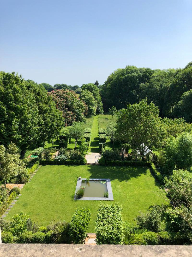 A structured garden in the Mayenne countryside