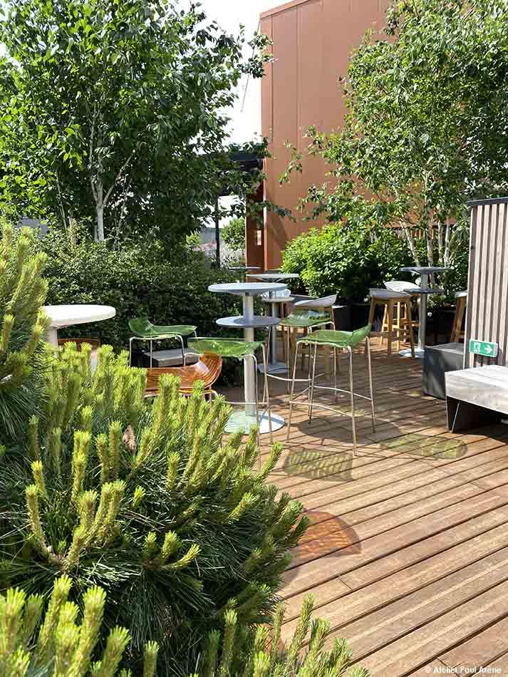 Shaded area for vegetation, conducive to relaxation and conviviality